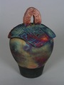Raku Vessel with Textured Lid #1